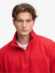 Superdry Red Essential Serif Logo Half Zip Sweatshirt - Image 5 of 6