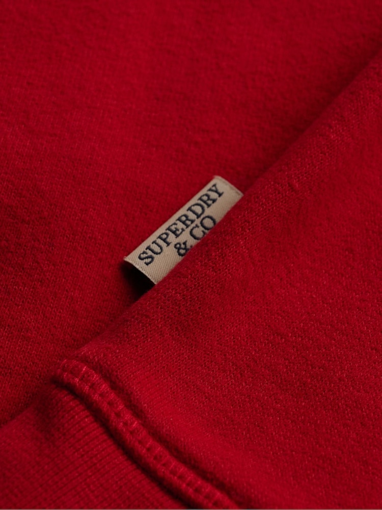 Superdry Red Essential Serif Logo Half Zip Sweatshirt - Image 6 of 6 Superdry Red Essential Serif Logo Half Zip Sweatshirt - Image 6 of 6