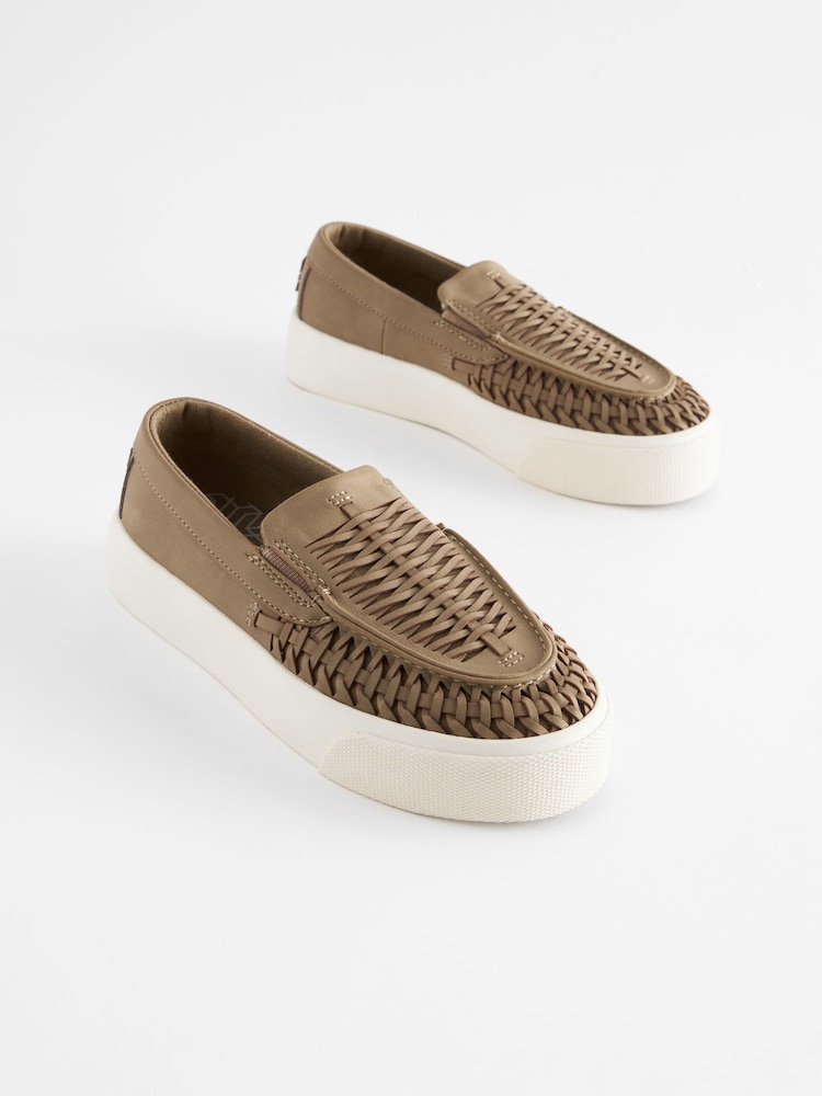 Neutral Woven Loafers - Image 1 of 6