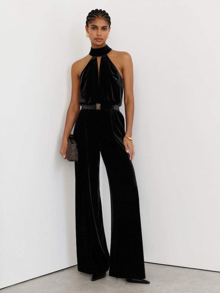 Reiss Black Jodie Petite Jumpsuit - Image 1 of 9 Reiss Black Jodie Petite Jumpsuit - Image 1 of 9