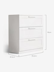 White Flynn 3 Drawer Chest of Drawers - Image 7 of 9