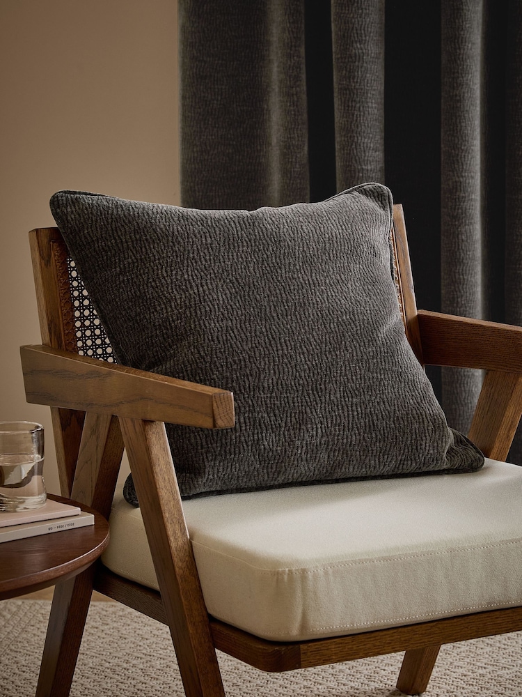 Yard Charcoal Heath Washed Velvet Textured Fibre Filled Cushion - Image 1 of 3 Yard Charcoal Heath Washed Velvet Textured Fibre Filled Cushion - Image 1 of 3