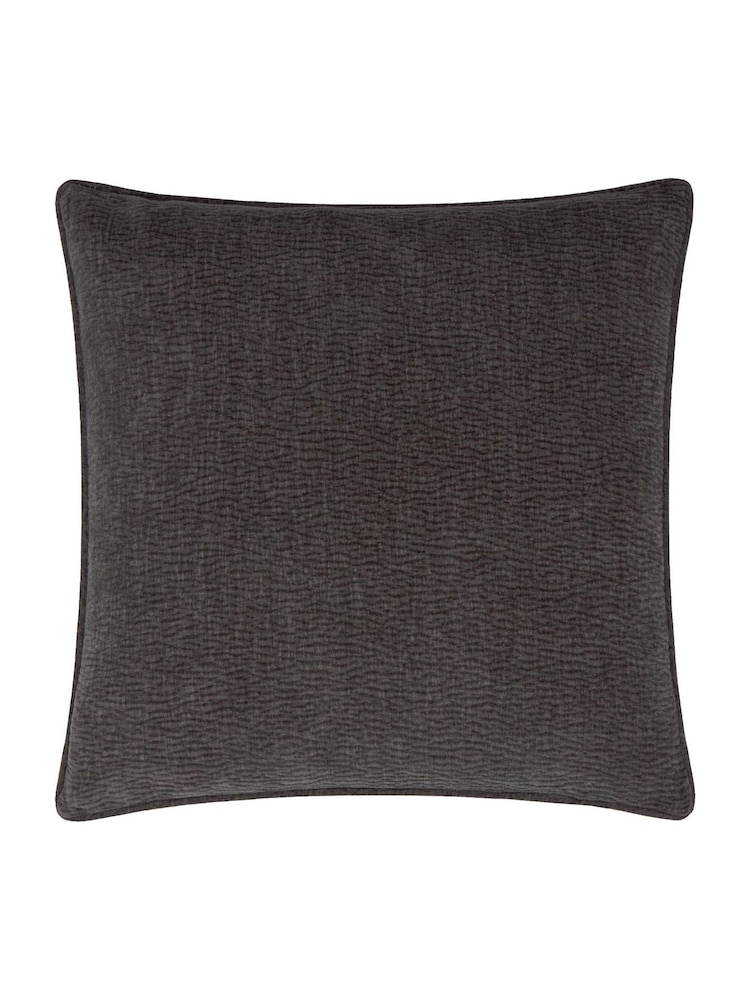 Yard Charcoal Heath Washed Velvet Textured Fibre Filled Cushion - Image 2 of 3 Yard Charcoal Heath Washed Velvet Textured Fibre Filled Cushion - Image 2 of 3