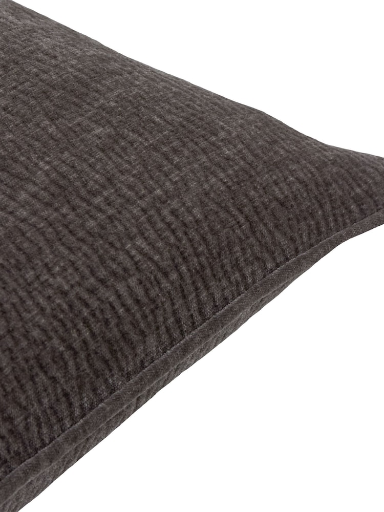 Yard Charcoal Heath Washed Velvet Textured Fibre Filled Cushion - Image 3 of 3 Yard Charcoal Heath Washed Velvet Textured Fibre Filled Cushion - Image 3 of 3