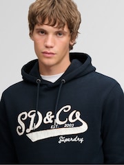 Superdry Blue SD&Co Washed Embroidered Relaxed Hoodie - Image 4 of 6