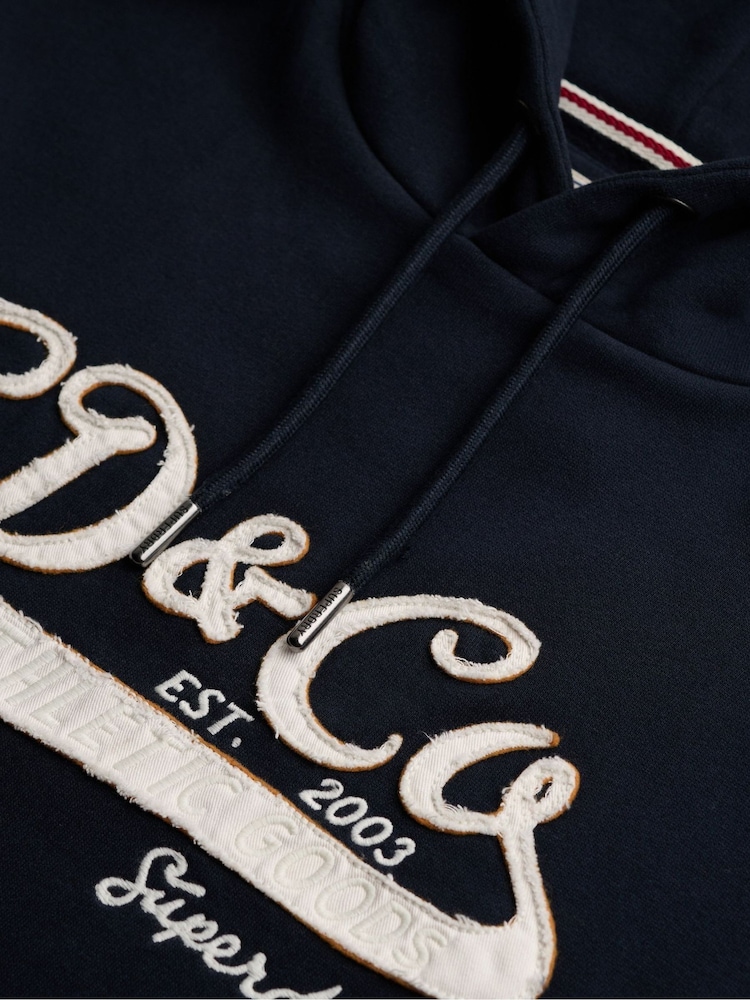 Superdry Blue SD&Co Washed Embroidered Relaxed Hoodie - Image 6 of 6