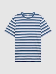 Reiss Blue/White Dean Cotton Crew Neck Striped T-Shirt - Image 2 of 5