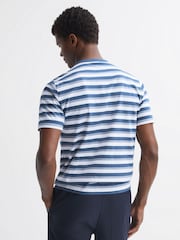 Reiss Blue/White Dean Cotton Crew Neck Striped T-Shirt - Image 4 of 5