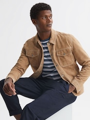 Reiss Blue/White Dean Cotton Crew Neck Striped T-Shirt - Image 5 of 5