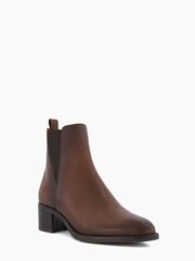 Dune London Brown Pouring V Cut Elastic Heeled Boots - Image 2 of 5