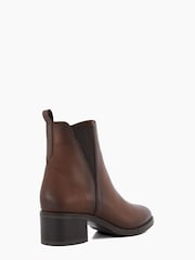 Dune London Brown Pouring V Cut Elastic Heeled Boots - Image 3 of 5