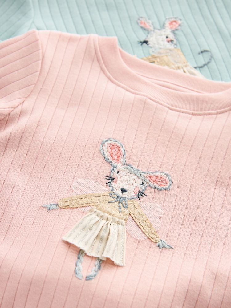 Pink/Blue Mouse Woven Bottoms Pyjamas 2 Pack (9mths-10yrs) - Image 12 of 12