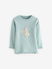 Pink/Blue Mouse Woven Bottoms Pyjamas 2 Pack (9mths-10yrs) - Image 9 of 12