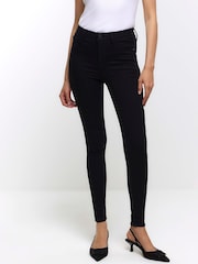 River Island Black Mid Rise Skinny Bum Sculpt Jeans - Image 1 of 8