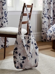 Blue/Neutral Blossom Floral Eyelet Blackout/Thermal Curtains - Image 4 of 8