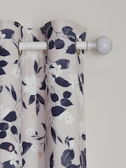 Blue/Neutral Blossom Floral Eyelet Blackout/Thermal Curtains - Image 6 of 8