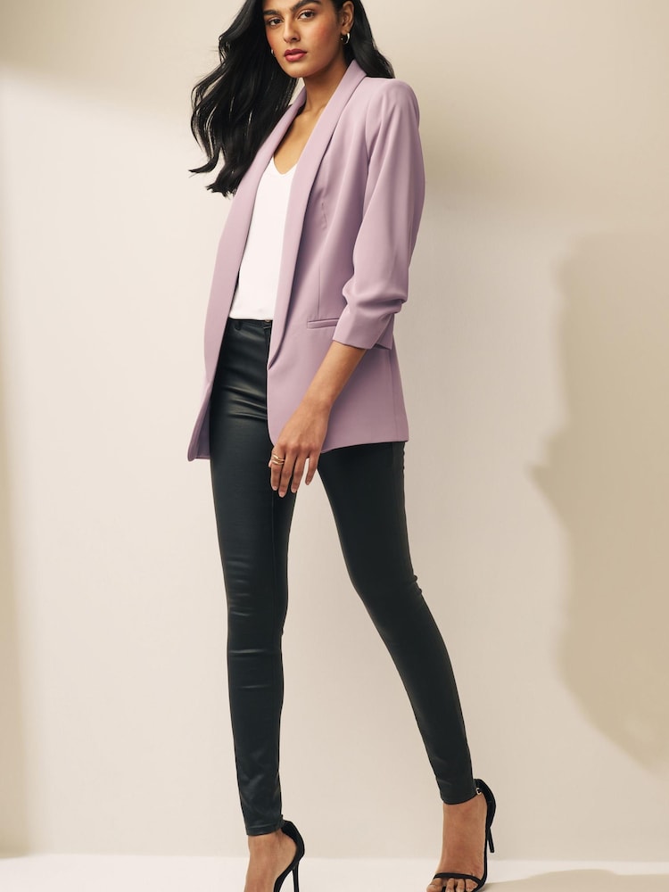 Purple Relaxed Ruched Sleeve Blazer - Image 2 of 8