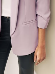 Purple Relaxed Ruched Sleeve Blazer - Image 5 of 8
