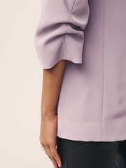 Purple Relaxed Ruched Sleeve Blazer - Image 6 of 8