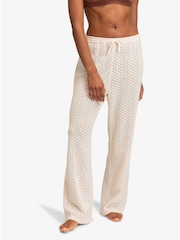 Roxy Cream 100% Cotton Wide Leg Beach Trousers - Image 5 of 7