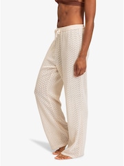 Roxy Cream 100% Cotton Wide Leg Beach Trousers - Image 6 of 7