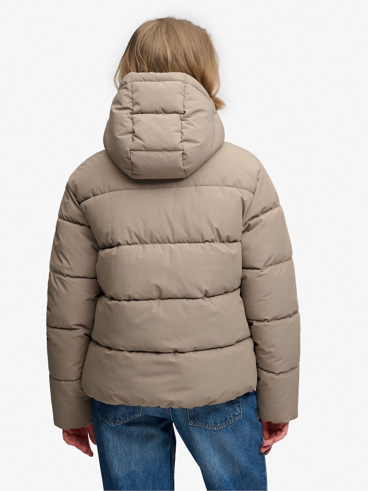 Superdry Brown Premium Puffer Jacket - Image 2 of 8 Superdry Brown Premium Puffer Jacket - Image 2 of 8