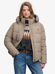 Superdry Brown Premium Puffer Jacket - Image 3 of 8