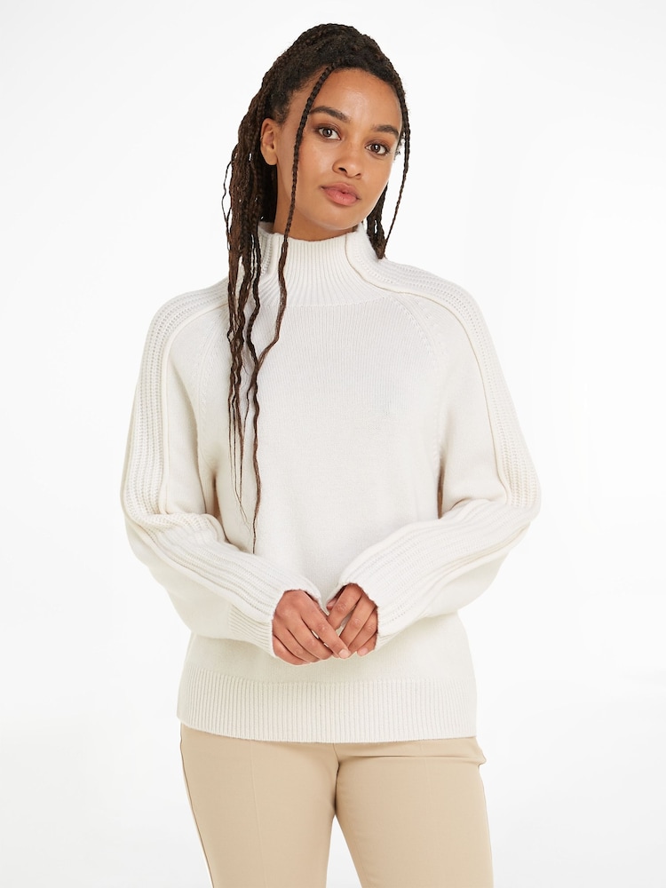Calvin Klein Recycled Wool Mock Neck Sweater - Image 1 of 2 Calvin Klein Recycled Wool Mock Neck Sweater - Image 1 of 2