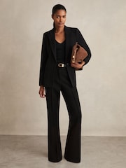 Reiss Black Gabi Petite Flared Suit Trousers - Image 1 of 8