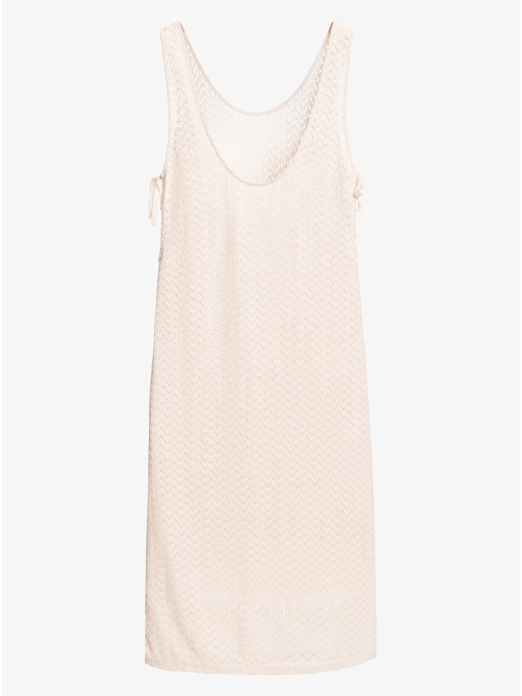 Roxy Cream 100% Cotton Midi Beach Dress with Slits - Image 6 of 6