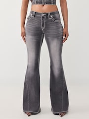 True Religion Black Twisted Mid Rise Ultra Flare Big Jeans - Image 1 of 6