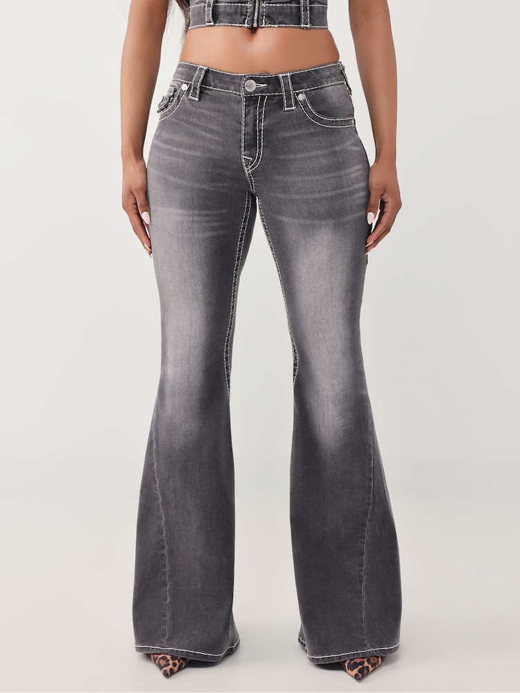 True Religion Black Twisted Mid Rise Ultra Flare Big Jeans - Image 1 of 6 True Religion Black Twisted Mid Rise Ultra Flare Big Jeans - Image 1 of 6