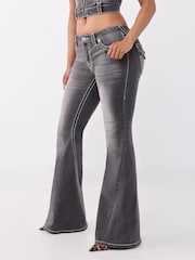 True Religion Black Twisted Mid Rise Ultra Flare Big Jeans - Image 3 of 6