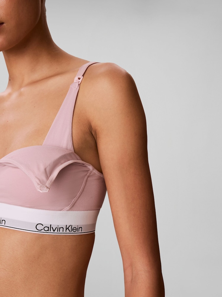 Calvin Klein Pink Maternity Lightly Lined Triangle Bralette - Icon Cotton Modal - Image 2 of 4 Calvin Klein Pink Maternity Lightly Lined Triangle Bralette - Icon Cotton Modal - Image 2 of 4