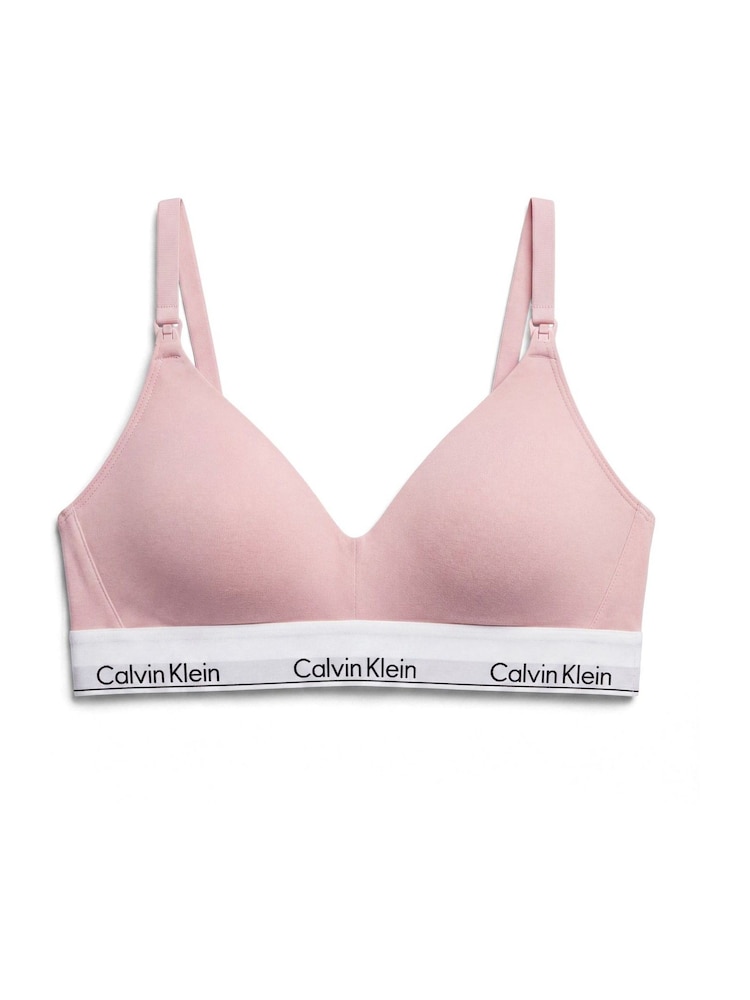 Calvin Klein Pink Maternity Lightly Lined Triangle Bralette - Icon Cotton Modal - Image 4 of 4 Calvin Klein Pink Maternity Lightly Lined Triangle Bralette - Icon Cotton Modal - Image 4 of 4