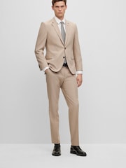 BOSS White Leon Micro Patterned Stretch Regular Fit Trousers - Image 1 of 5