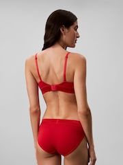 Calvin Klein Red Metallic Lightly Lined Triangle Bralette - Icon Cotton Modal - Image 2 of 7