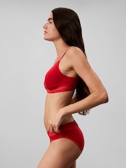 Calvin Klein Red Metallic Lightly Lined Triangle Bralette - Icon Cotton Modal - Image 6 of 7