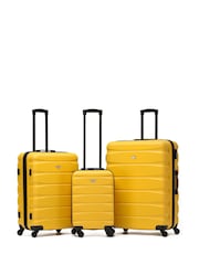 Rumena/črna - Flight Knight Hardcase velik karirast; s karirastim vzorcem in Suitcases and Cabin Case Set of 3 - Slika 1 iz 7