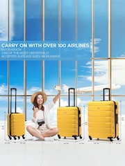 Rumena/črna - Flight Knight Hardcase velik karirast; s karirastim vzorcem in Suitcases and Cabin Case Set of 3 - Slika 3 iz 7