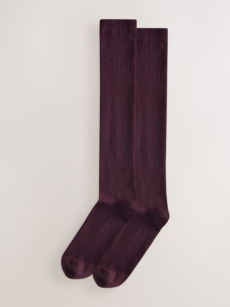 Burgundy Red Modal Blend Knee High Socks 2 Pack - Image 1 of 5 Burgundy Red Modal Blend Knee High Socks 2 Pack - Image 1 of 5