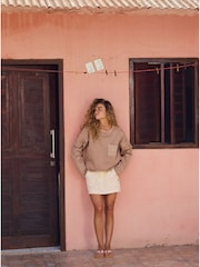 Roxy Cream Cotton Mini Skirt - Image 1 of 8