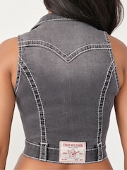 True Religion Black Zip Front Top Big T - Image 5 of 5