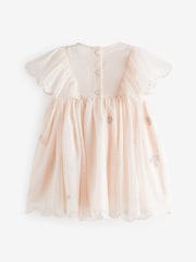 Cream Embroidered Mesh Party Dress (3mths-7yrs) - Image 6 of 7