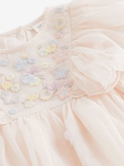 Cream Embroidered Mesh Party Dress (3mths-7yrs) - Image 7 of 7