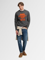 Superdry Grey Athletic Felt Applique Crew Neck Sweatshirt - Image 2 of 6