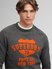 Superdry Grey Athletic Felt Applique Crew Neck Sweatshirt - Image 4 of 6