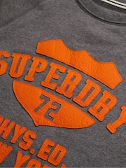 Superdry Grey Athletic Felt Applique Crew Neck Sweatshirt - Image 6 of 6