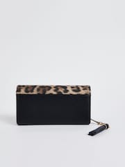 Schwarz/Animalprint - Krokodil-Effekt Geldbörse - Bild 2 von 4