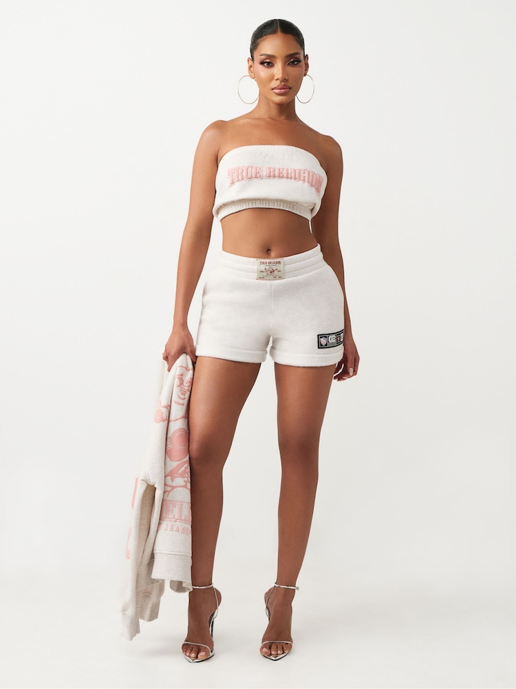True Religion Grey Sporty Foldover Patch Shorts - Image 2 of 6 True Religion Grey Sporty Foldover Patch Shorts - Image 2 of 6